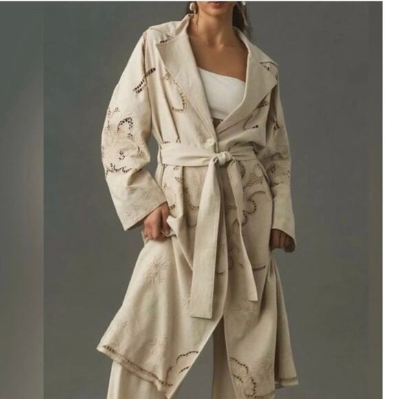 Jackets & Blazers - Avec Les Filles Cutwork Linen Trench Coat